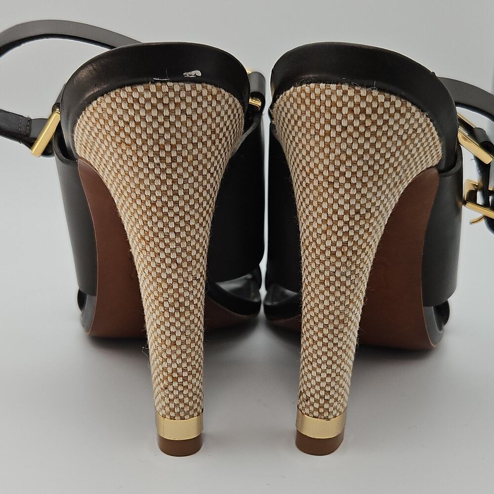 Tory Burch Gabriela Leather Slingback Heels Perforated Logo sz 8 - Picture 8 of 8